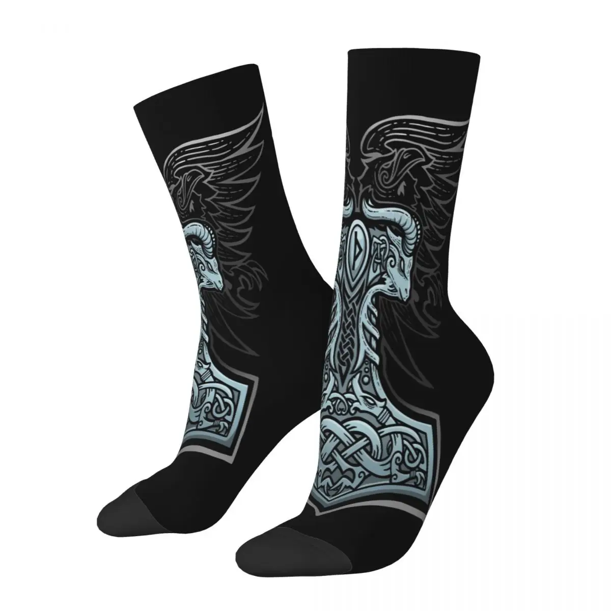 Calcetines de mitología vikinga para hombre y mujer, medias estampadas de Thor's Rage, otoño