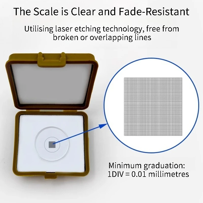 DIV=0.01mm Microscope Grid Micrometer Carrier Plate Eyepiece Differentiation Plate 100X100 Grids for Measure Particulate Matter