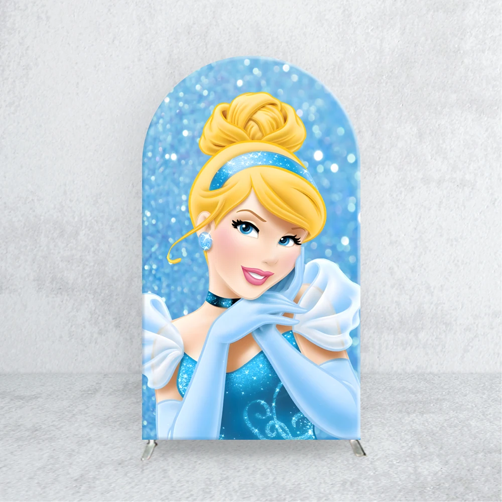 TB Disney Castle Arch Backdrop Elastic Fabric Blue Cinderella Princess for Girls Birthday Party Photo Baby Shower Background - Image 4