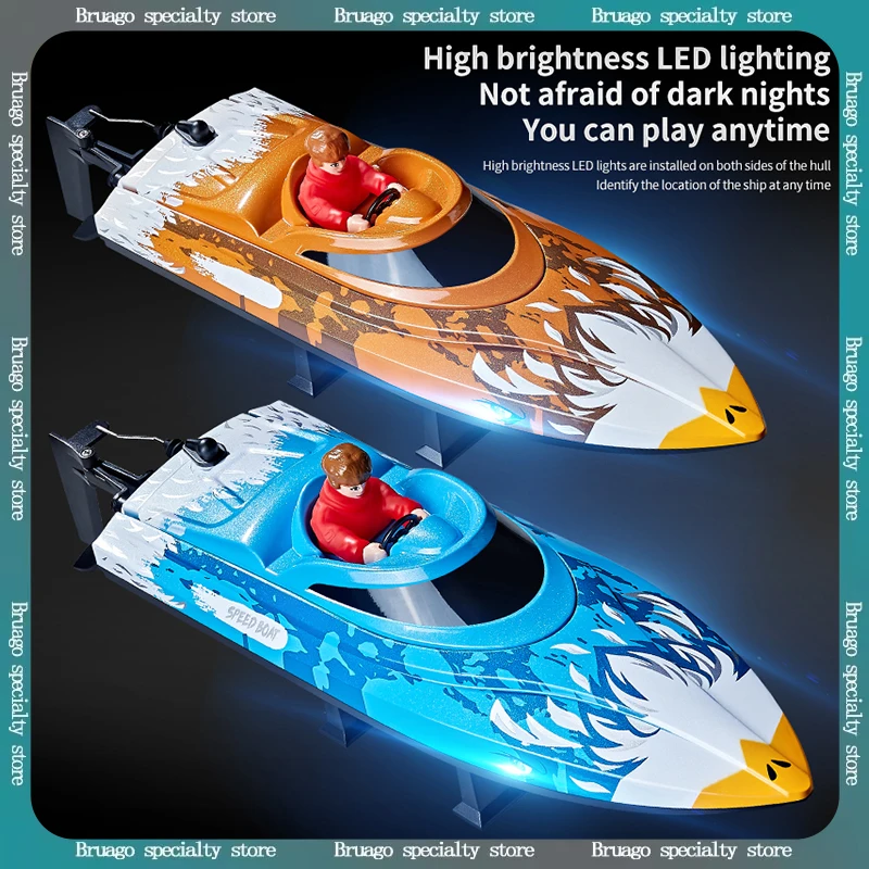 

HJ822 High-Speed RC Boat Remote Control Racing Yacht with Light Flip Reset Feature Fast Ship Model Water Toy for Children
