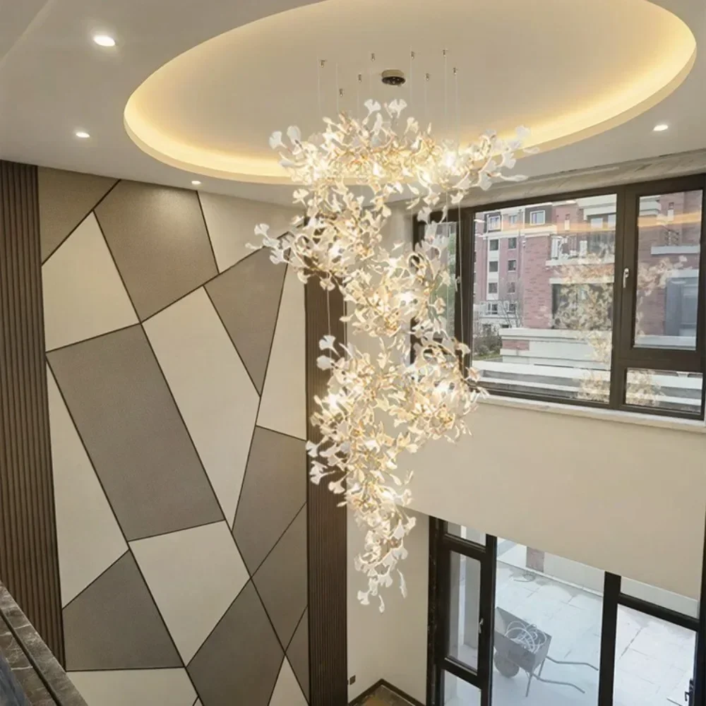 

High Quality Ceramic Flower Ginkgo Shape Home Bedroom Living Room Lighting Chandelier Light Fixture