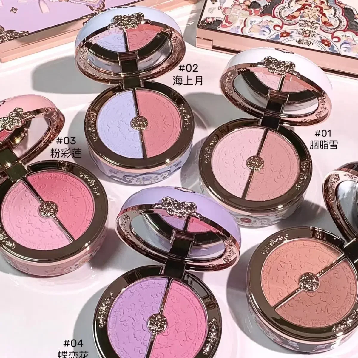 Flower Knows Butterfly Cloud Collar Collection Dual Color Blush Makeup Long Lasting Easy To Wear Face Brightening Blusher Rouge