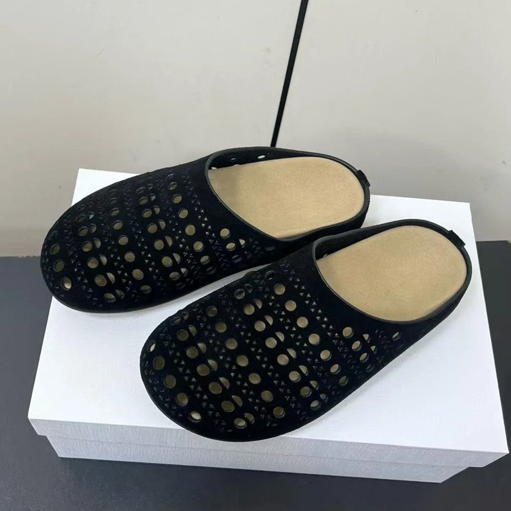 レザーカジュアルボケン牛革スエードソフトボトム快適つま先スリッパ2025夏新作サンダル