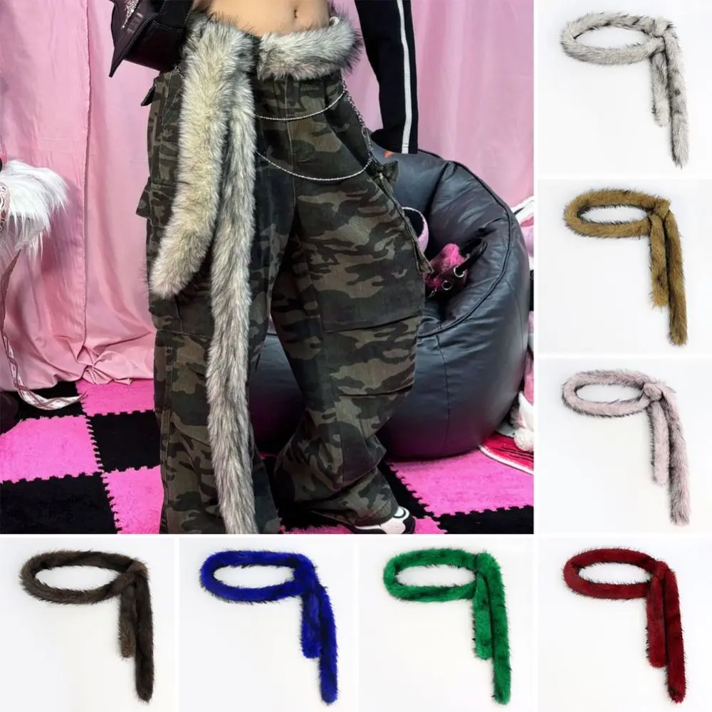 

Пояс Harajuku Super Soft Punk из искусственного меха, теплый, мягкий, пушистый, в стиле Y2K, для украшения джинсов и брюк