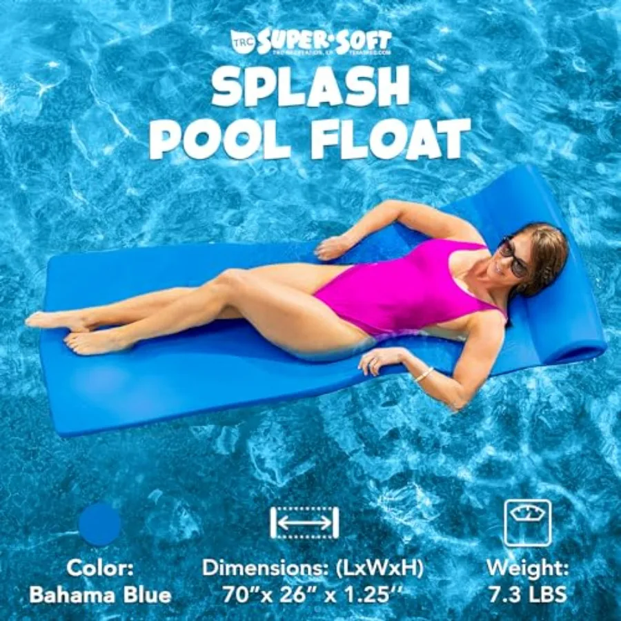 Foam Swimming Pool Float for Relaxation, High-Density Foam, Blue, Extra-Thick 1.25 Design for Superior Buoyancy and Comfort