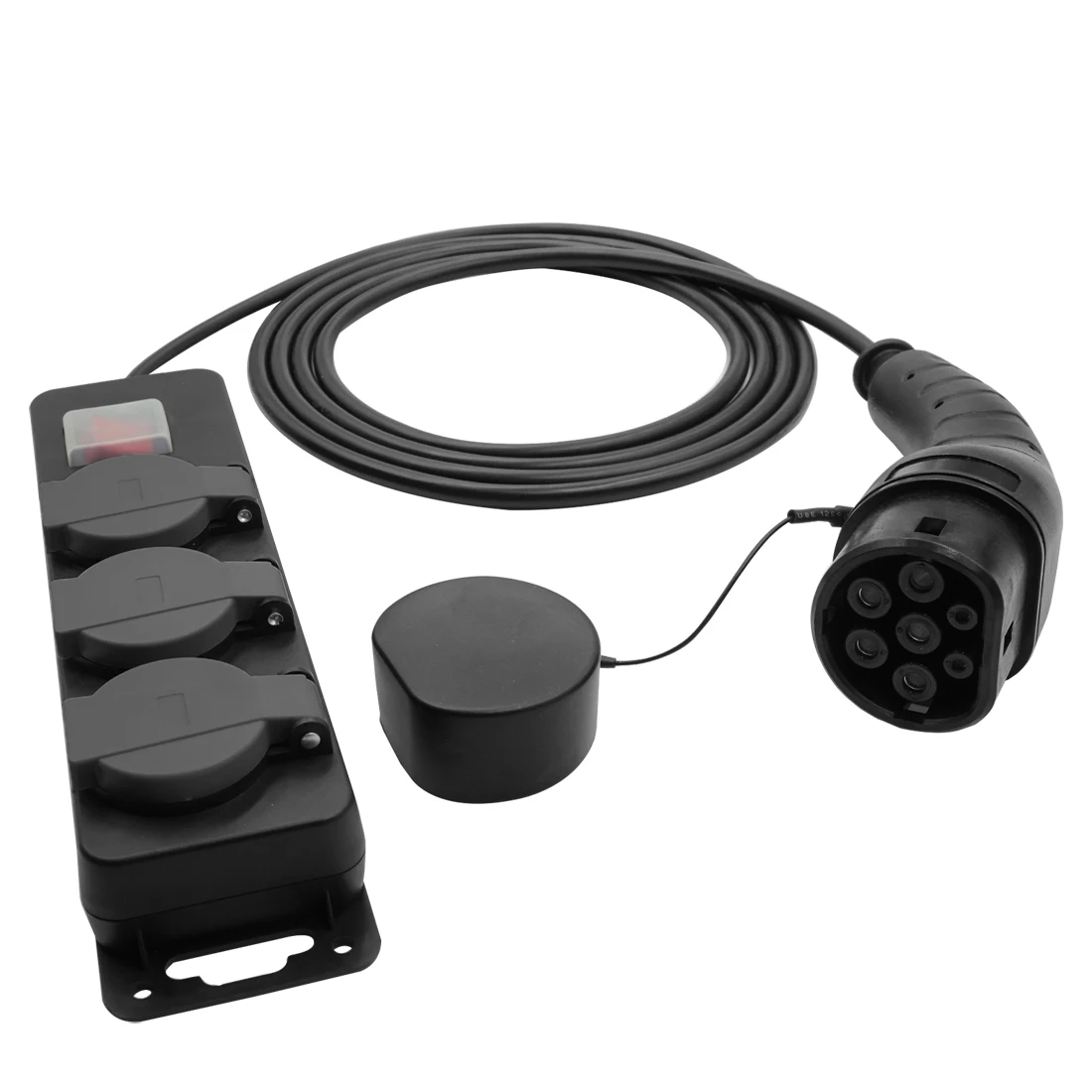 Tipo 2 V2L carro elétrico adaptador de descarga com três furos EU Sockets 5M Travel Outdoor Power Station para IEC 62196 Mennekes EVS