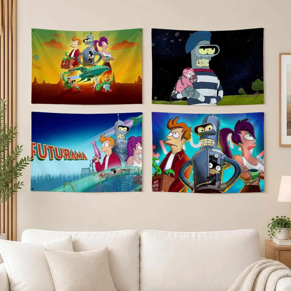 CARTOON F-FuturamaS-ES Flag Durable Outdoor Decoration Indoor Design Patio Festive Classic Pole Wall Room Banner