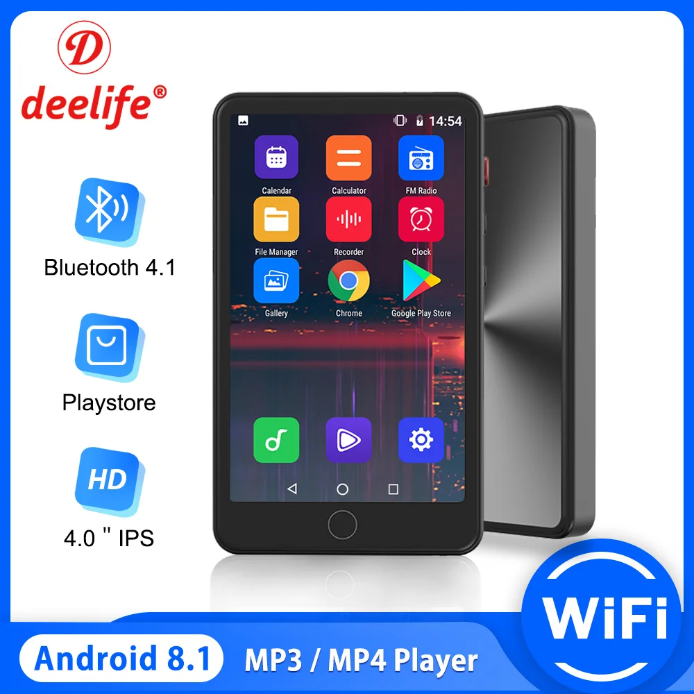 Deelife-Lecteur MultiXXL Android MP4 Tactile avec Bluetooth et Wifi, MP3, MP 4, Musique Latérale, Prend en Charge l\'Hébreu