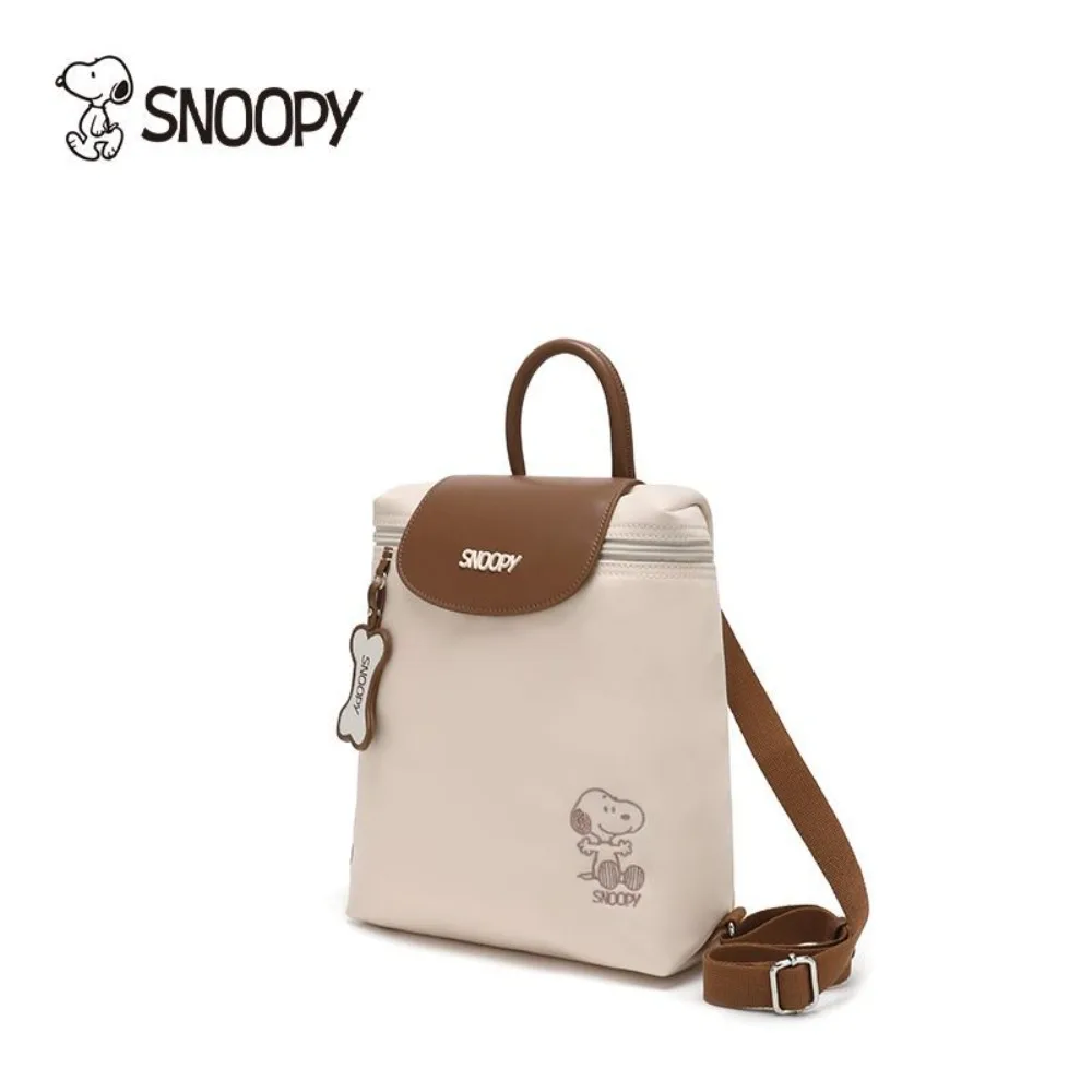 Kawaii snoopy bolsa crossbody feminina leve dobrável náilon dos desenhos animados bordado mochila portátil bolsa casual presentes