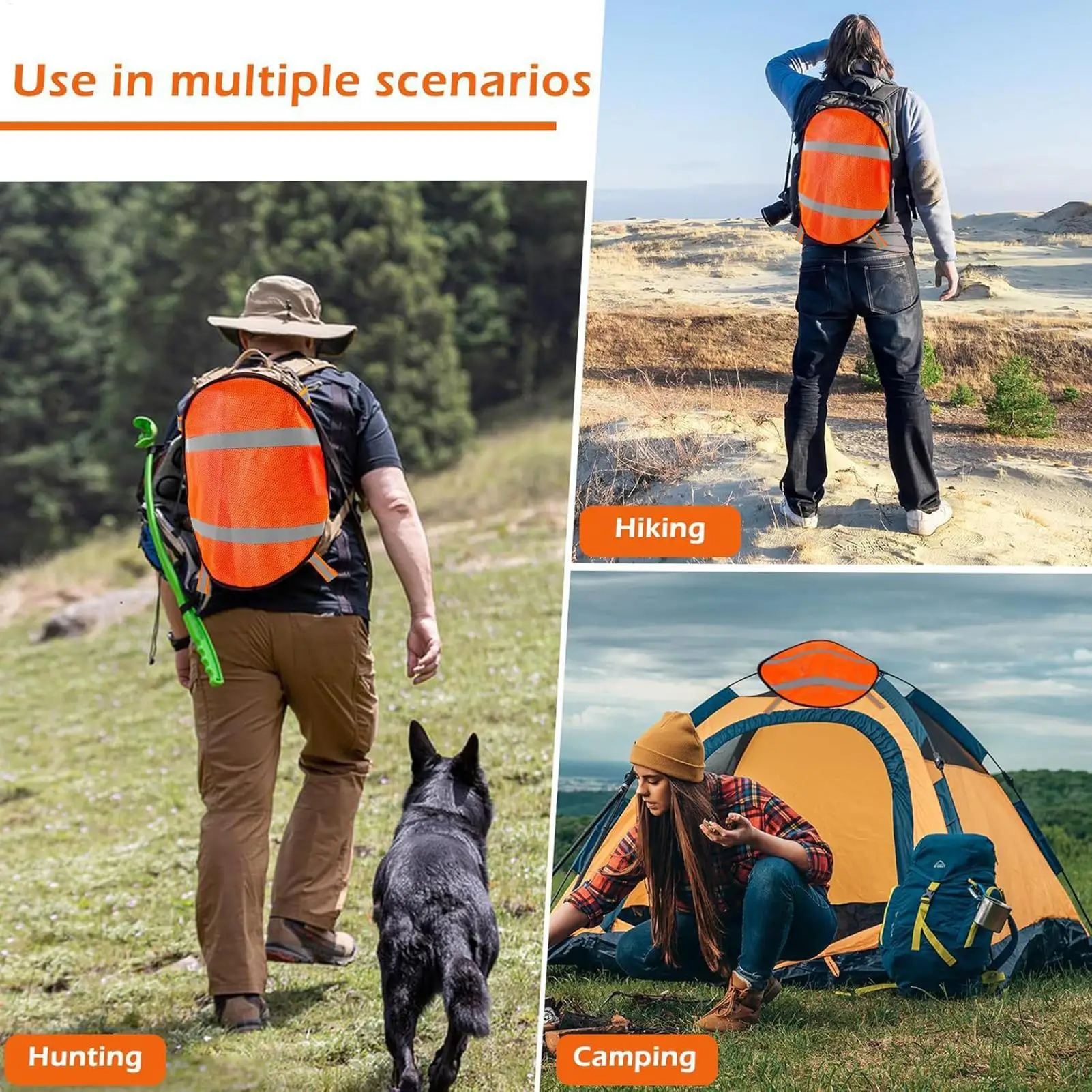 Оранжевая защитная панель Оранжевая сетчатая защитная панель со светоотражающими полосами Легкий спортивный чехол высокой видимости для кемпинга