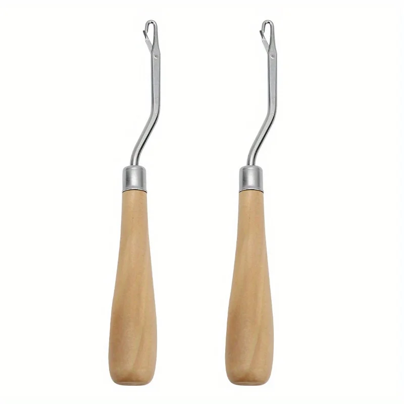 Crochet Hook Latch Wood Handle Rug Lock Hair Weave Knitting Extensions Tool Carpets Making Latch Hook Craft