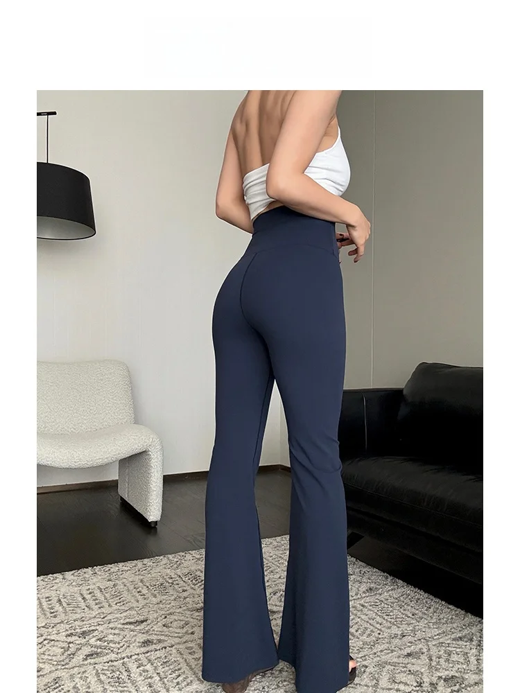 

High Waist Bell Bot Yoga Pants Elastic Dance Pilates Straight Leg High Elastici Comfortable Breathable Casual Trousers