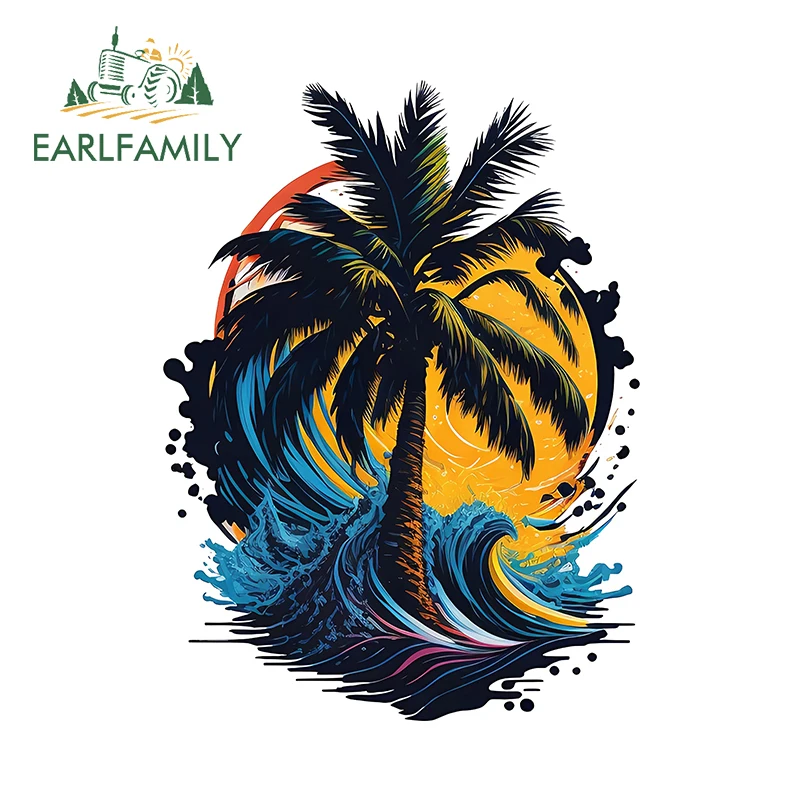 

EARLFAMILY 13 см × 9,7 см летние лагерные дизайнерские автомобильные наклейки кокосовое дерево художественные Переводные картинки на доску для серфинга Забавный Водонепроницаемый Стайлинг автомобиля