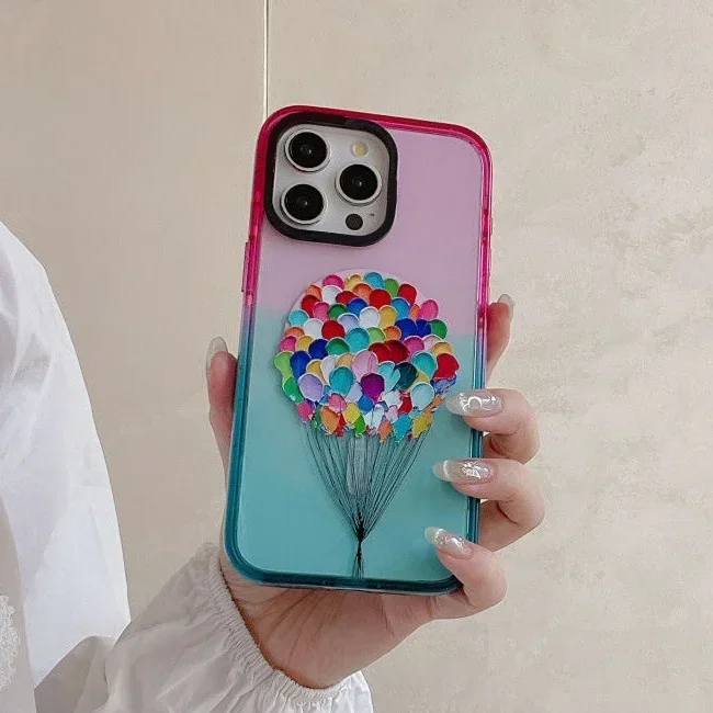 2.5 Acrylic Colorful Border Color Balloon Pattern iPhone 12 13 14 15 Pro Max Protective Case with MagSafe