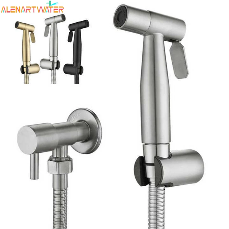 Handheld Toilet Bidet Sprayer Set Stainless Steel Hand Bidet faucet Sprayer Guns Bathroom Hand Sprayer Shower Head Self Cleaning