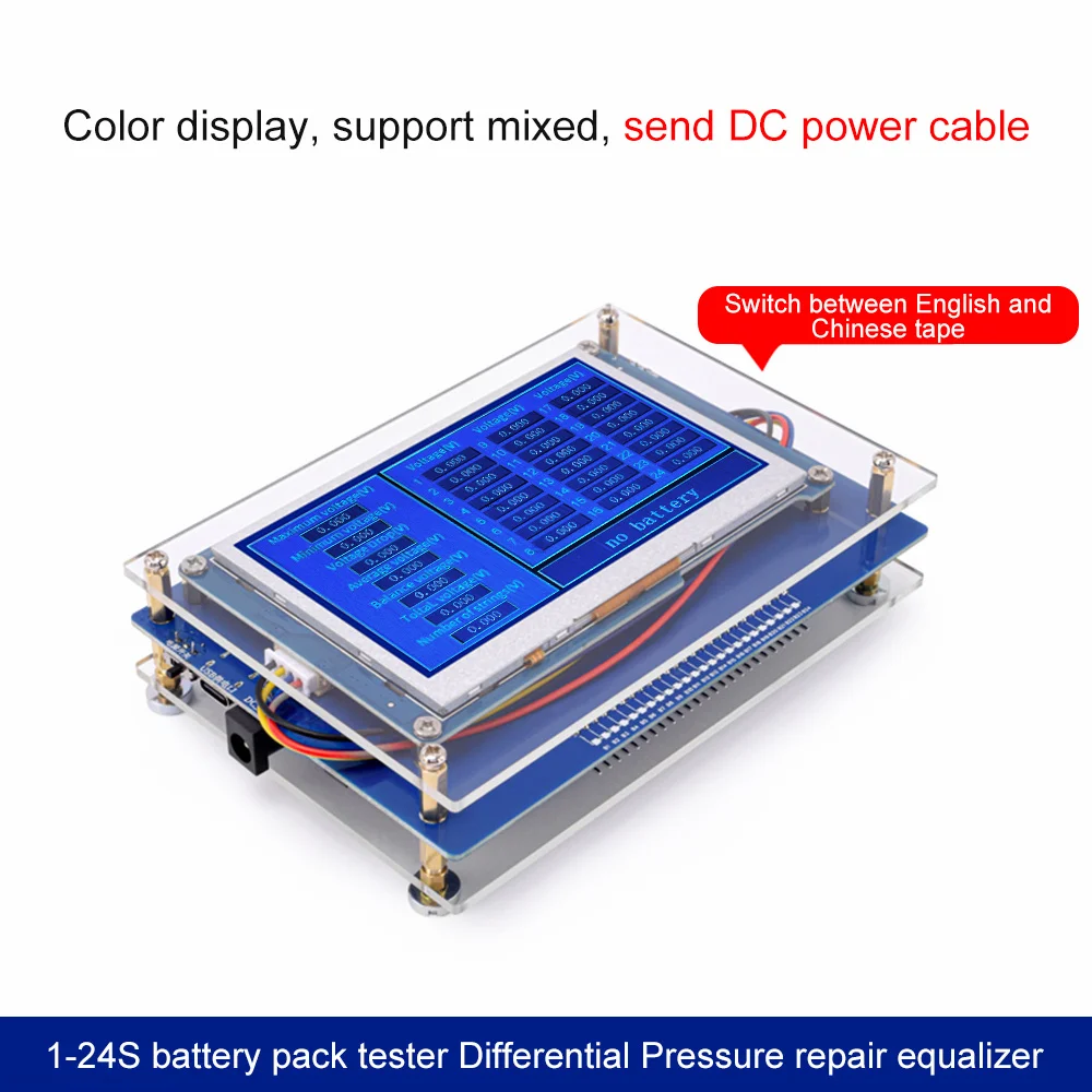 

1S-24S Lithium Battery Pack Voltage Detector Series String Voltage Measuring Monitor Identify Tester With Acrylic Shell Baffle