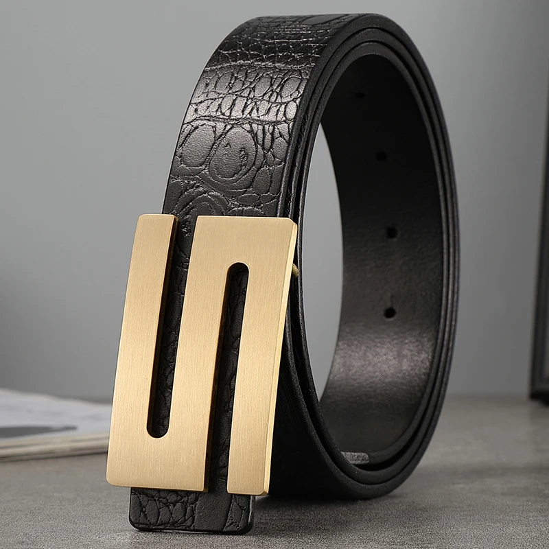 

Belt men's leather high-end buckle business cowhide belt young people trend 2021 new men's leather belt