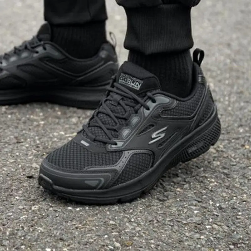 Men Skechers 220034-BKCC Black Mesh Running Shoes, Cushion Light Breathable Sneakers for Jogging, Walking & Daily Outdoor Sports