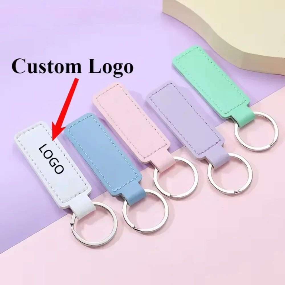 

Souvenir Creative And Simple PU Car Keychain Engraving Name Custom Keychains Bulk Matte Finish Leather Metal Multiple Colors