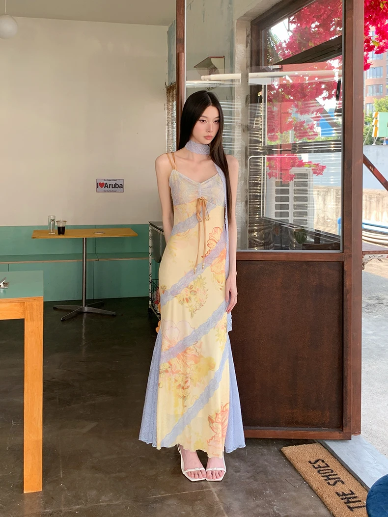 Cheerart romântico floral renda vestidos longos 2025 mulher verão sem costas túnicas bodycon senhoras deslizamento sereia vestido elegante