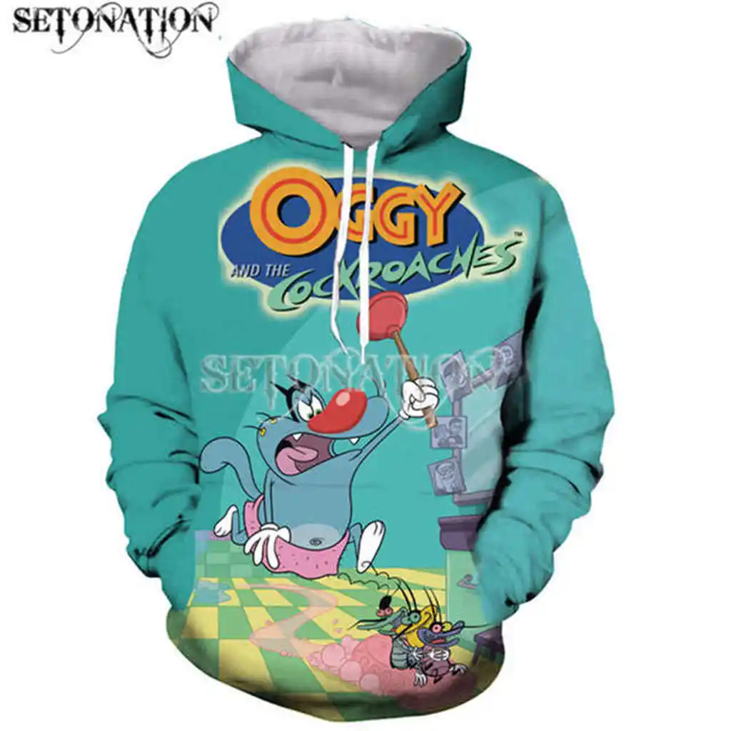 Oggy and the Cockroaches Fashion Long Sleeves 3D can customize arrive Print Zipper/Hoodies Jacket/Men/women dropshipping