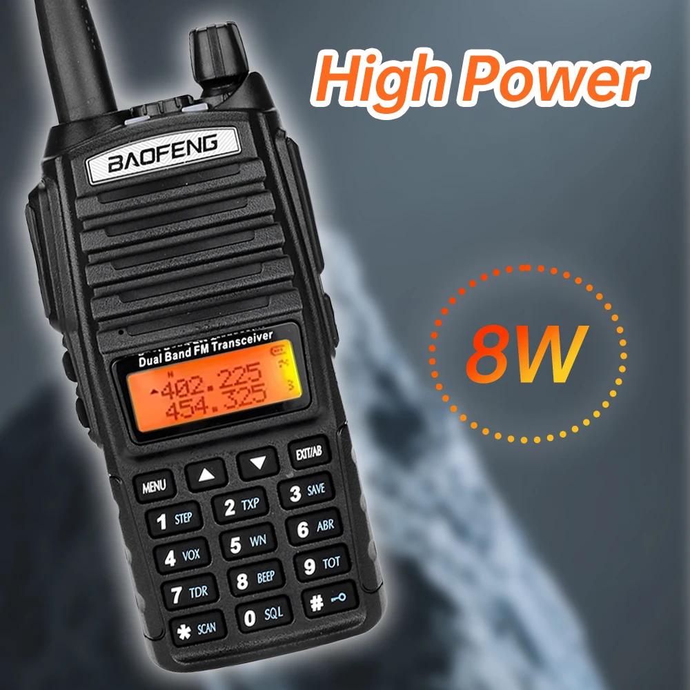 Baofeng UV-82 EU82X Dual PTT جهاز اتصال لاسلكي |   5 واط/8 واط قوة عالية |   ثنائي النطاق VHF/UHF |   نطاق 10 كجم |   راديو FM Amateur Ham CB
