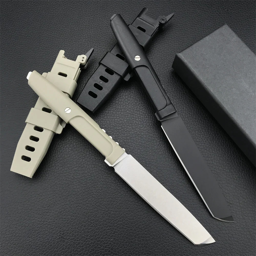 Outdoor Tactical Fixed Blade Knife Tanto Blade GFN Handle Easy to Carry Fishing Hunting Straight EDC Knives With Gift Sheath