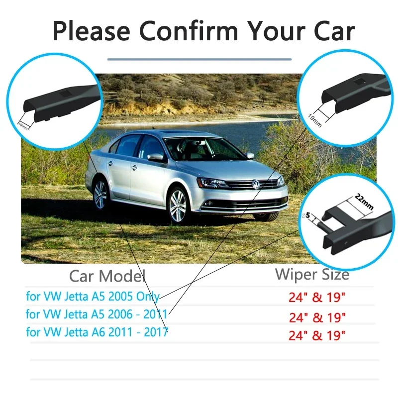 For Volkswagen VW Jetta A5 A6 2005~2017 Wiper Blade Car Accessories Stickers Front Windshield Wipers 2006 2010 2012 2013 2014