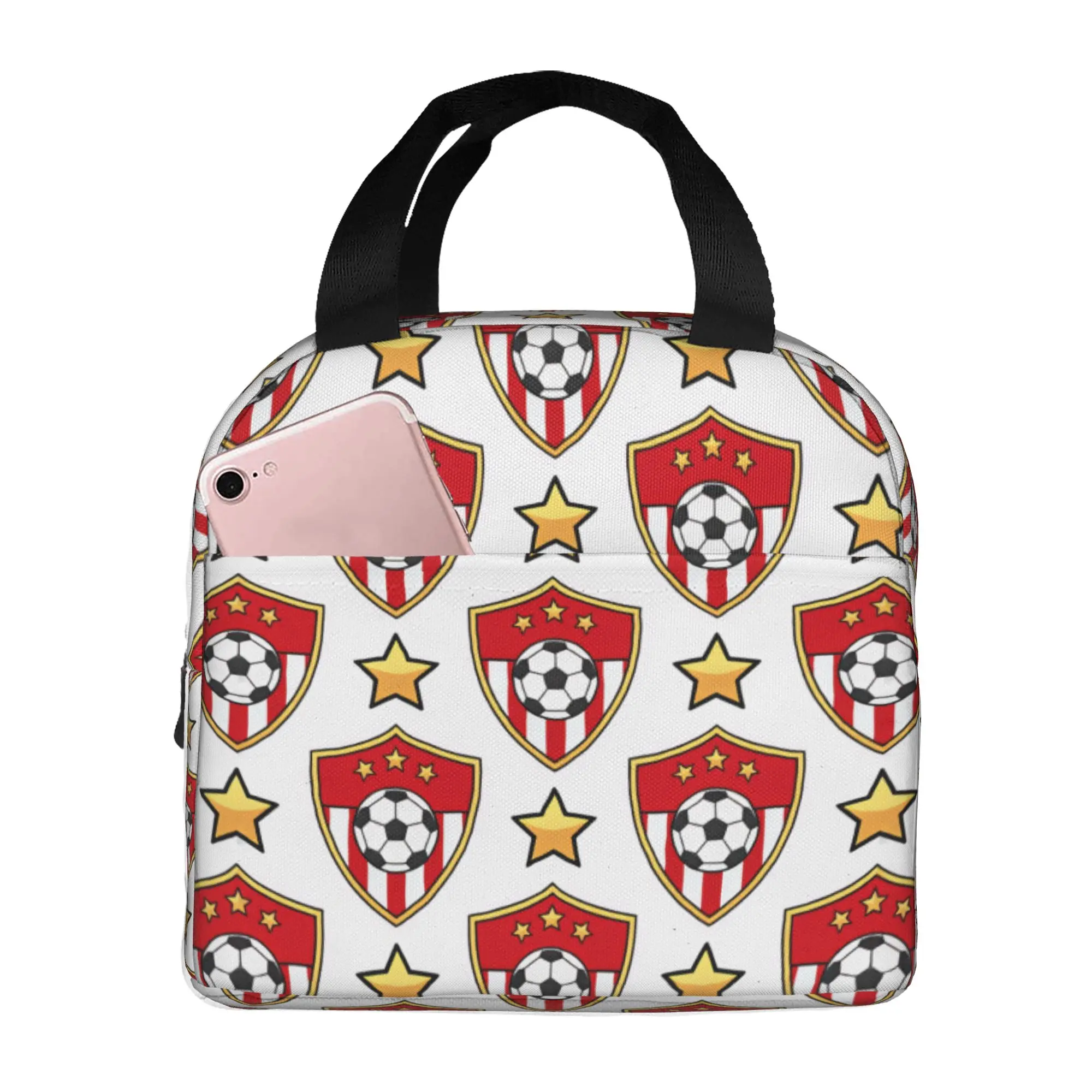 Soccerly Footbally Team Badge Insulated Lunch Bag for Women Waterproof Gold Star Thermal Cooler Bento Box Office Work School