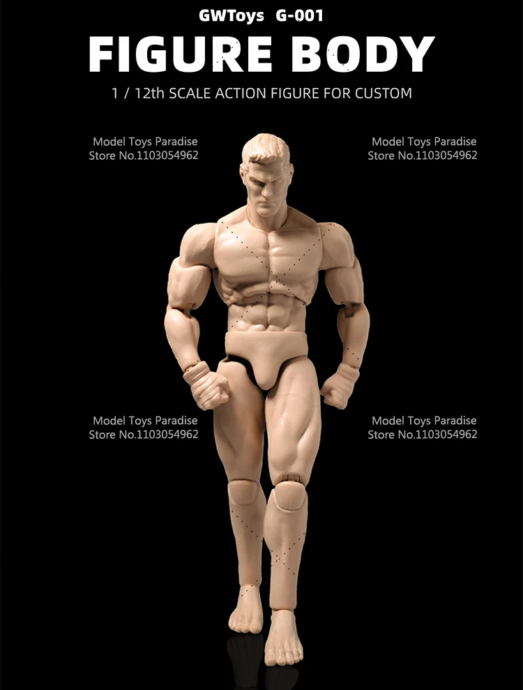 In Stock GWToys G001 1/12 Collectible DIY Painting Strong Muscle Super Flexible 6inch Mobile Male Soldier Action Figure Body