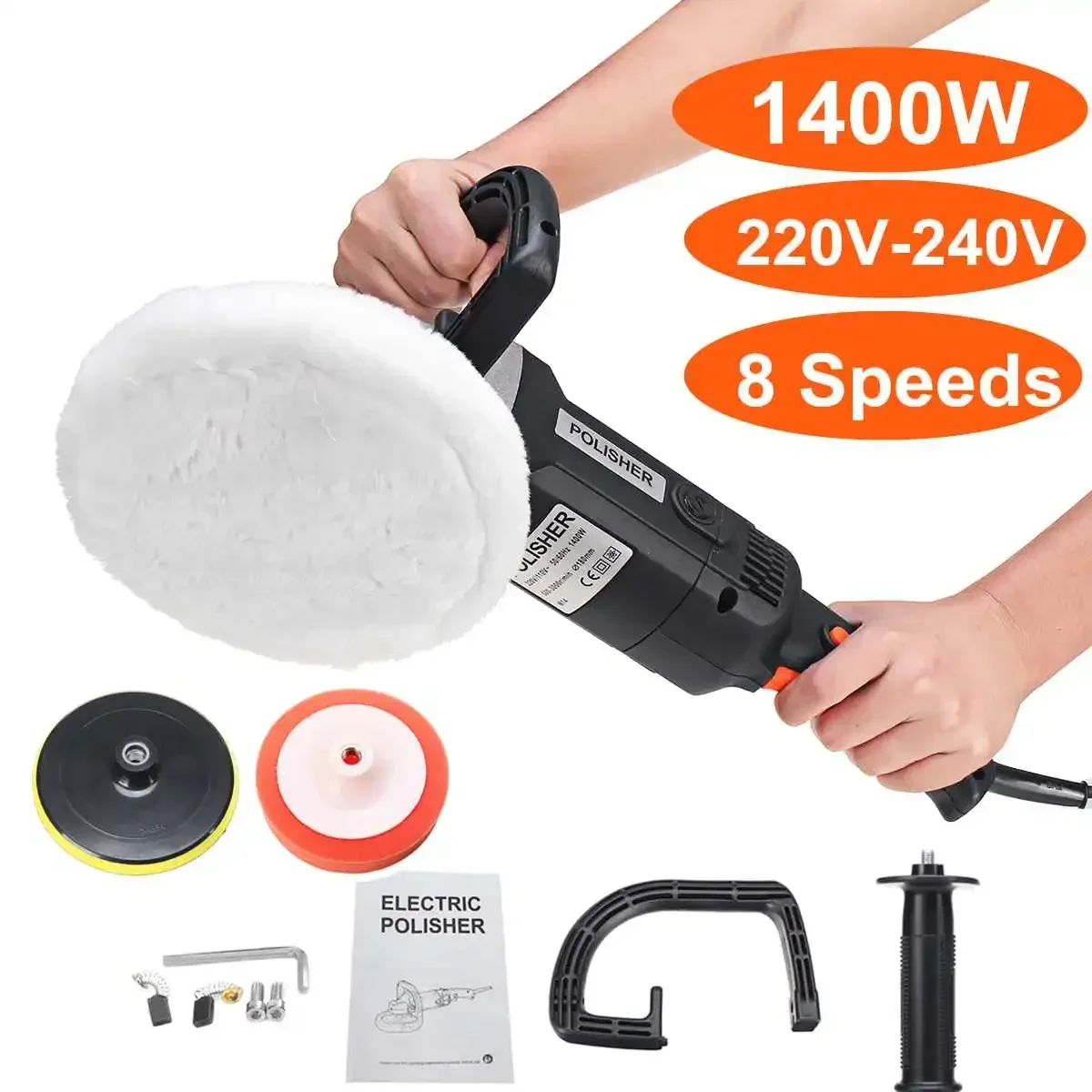 8 Speed Adjustable 1400W Car Polisher Electric Floor Polisher Polishing Variable Speed Machine Auto Polisher Sanding Machine