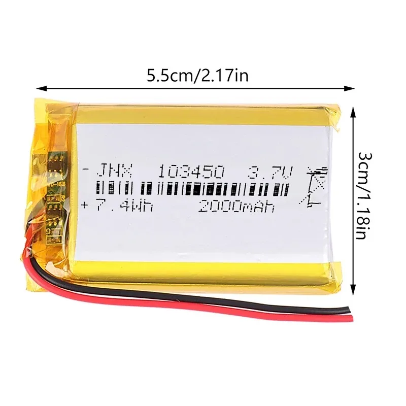 103450 3.7V 2000mAh Polymer Lithium Rechargeable Battery for Camera GPS Navigator MP5 Bluetooth Headset