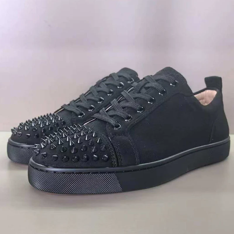 men's fashion hip hop rock studded shoes black white flats platform shoe designer rivets sneakers suede leather spikes footwear
