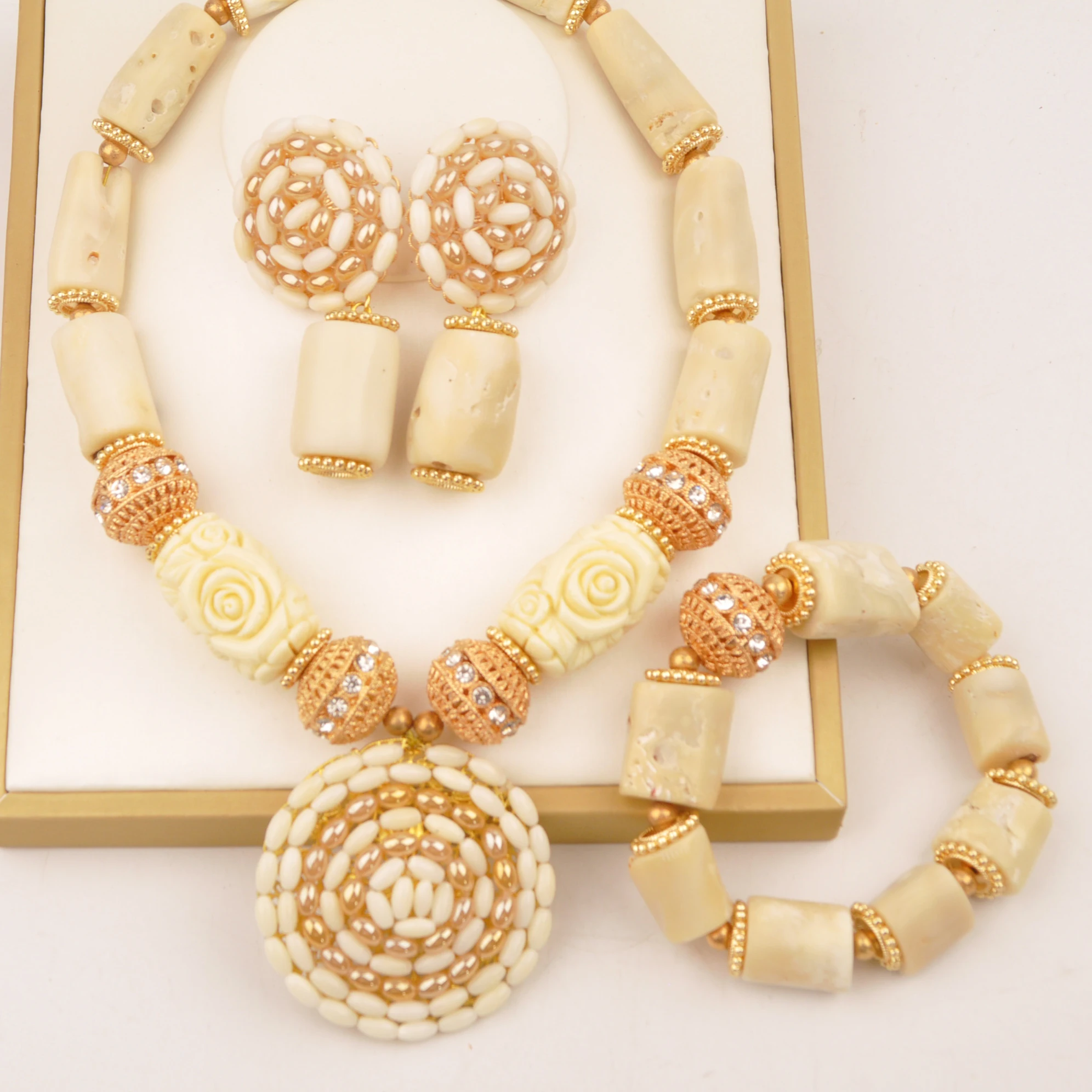 white-original-coral-bead-necklace-african-wedding-bridal-jewelry-sets