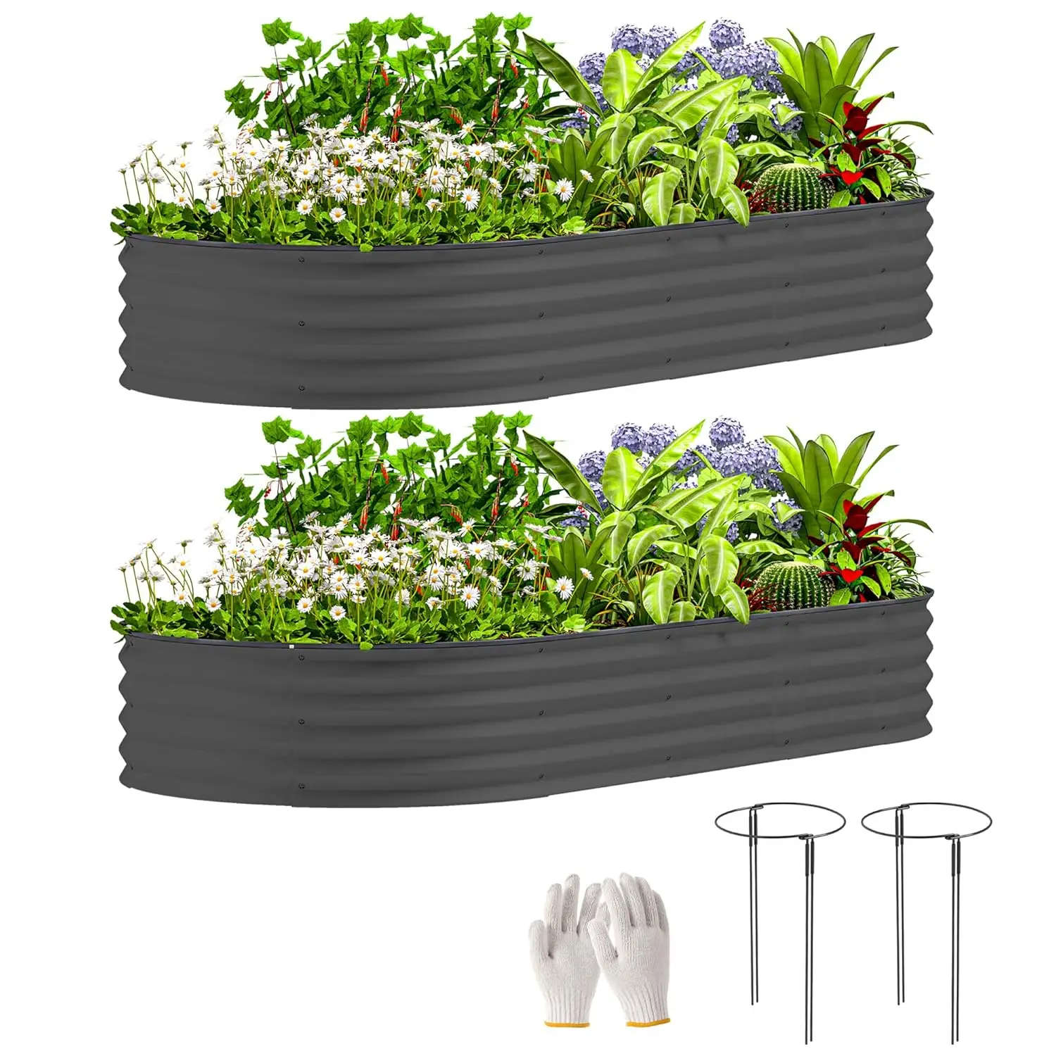 

Galvanized Raised Garden Bed 7x3x1ft Metal Planter Box with Stakes Gloves Edging for Vegetables Flowers Outdoor, Customized
