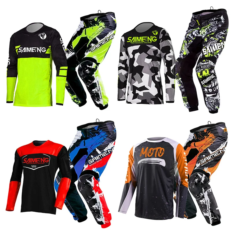 Motocross Jersey Pant Kits Enduro Mens Women's Motorcycle Off-road cross MX racing suit MTB green blue red yellow orange black