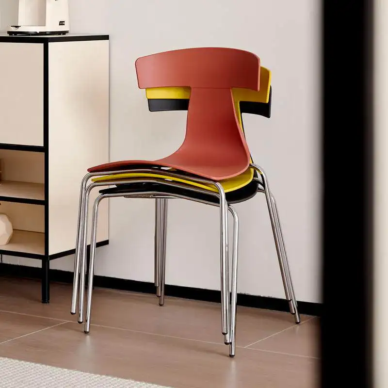 

Nordic Style Plastic Dining Chairs Vintage Cafe Backrest Chairs Modern Minimalist Dining Room Furniture Home Living Room Chair