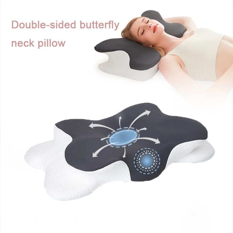 Doppelseitiges Schmetterlingskissen, Nackenkissen aus Memory-Schaum, ergonomisches Schlafkissen