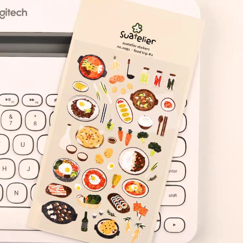 Korean Suatelier Delicious Food Travel Barbecue DIY Scrapbooking Journal Decorative Sticker Diary Sticker Stationery Stickers