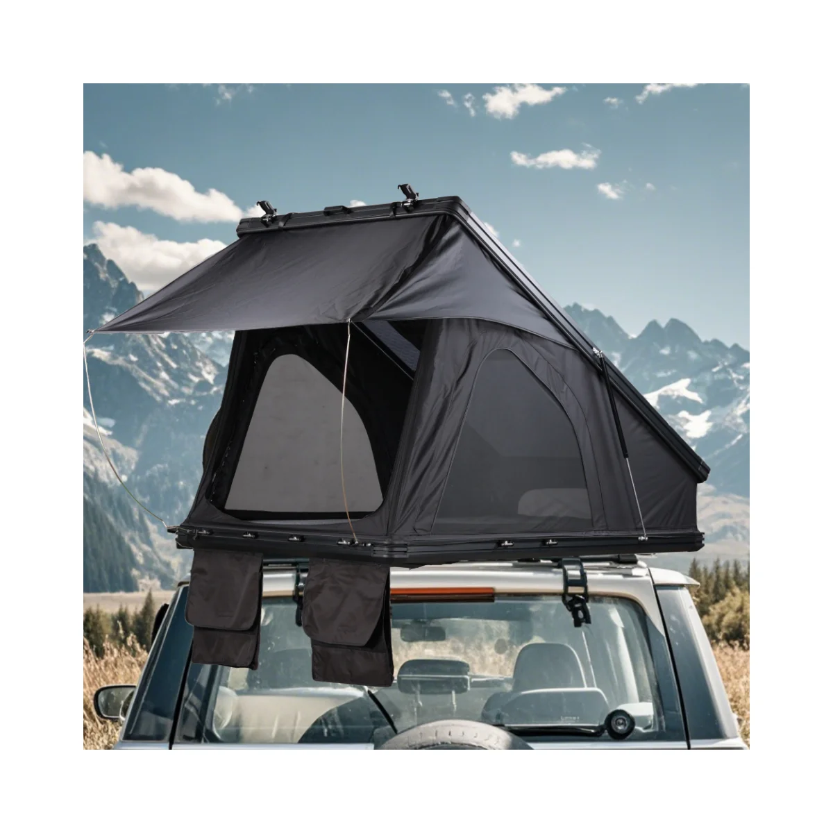 New Upgrade Automatic Rooftop Tent Durable 4-Sided Window With Sturdy Aluminium Roof Top Pop-Up Triangle Hard Shell For Camping