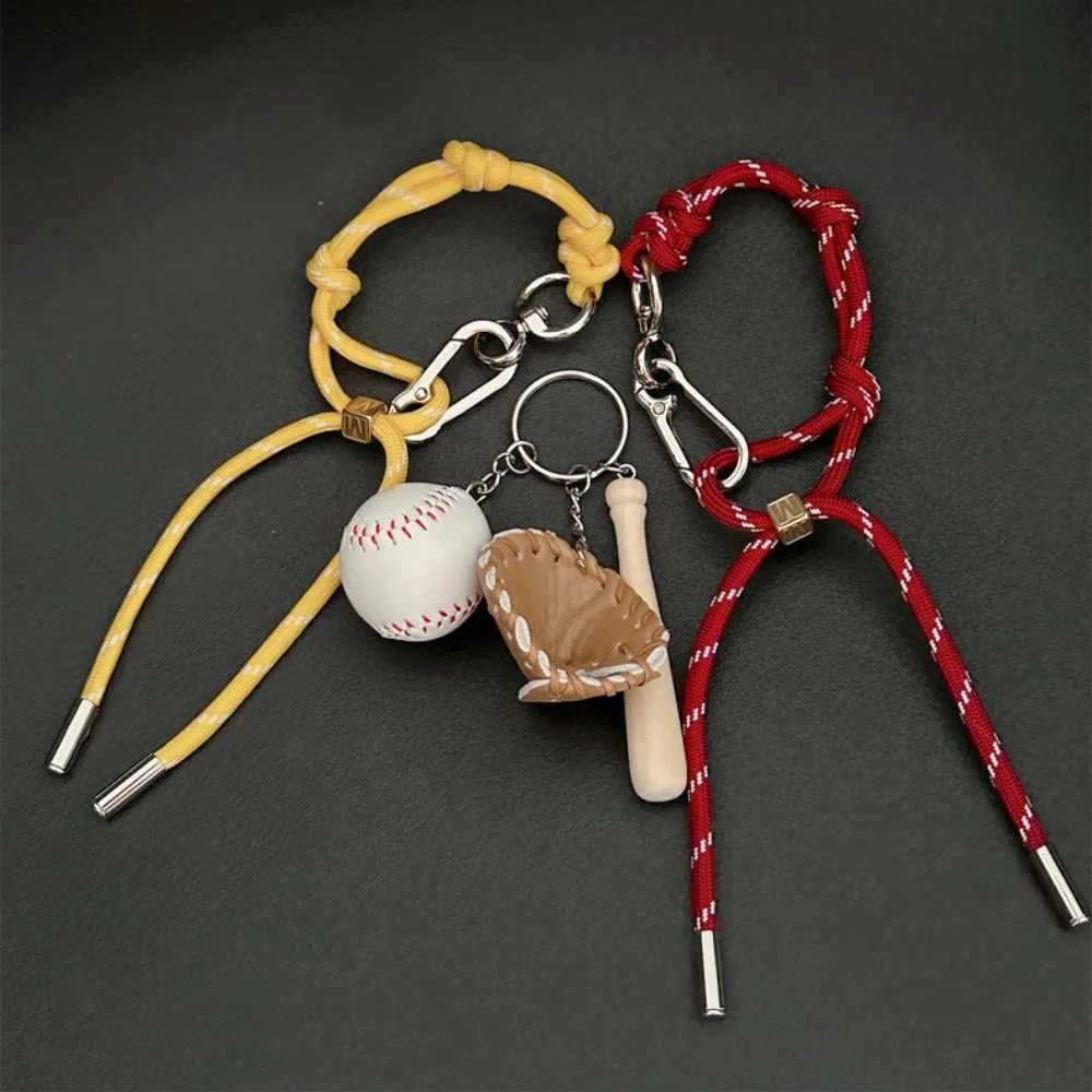 New Multi-purpose Rope Bracelet Baseball Pendant Nylon Key Chain Colorful Handmade Rope Bag Hanging Accessories Couple Style