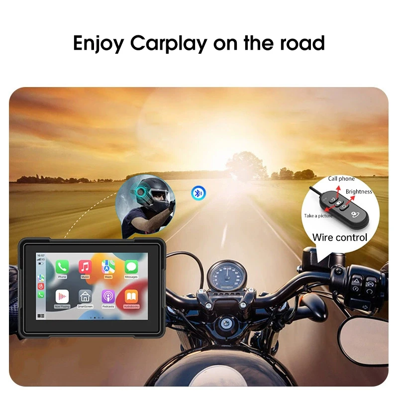 Carplay Moto Digital Motorcycle Dashboard Carplay Android Auto Bluetooth 6 Inch Touchscreen Front And Rear Camera Video Recorder