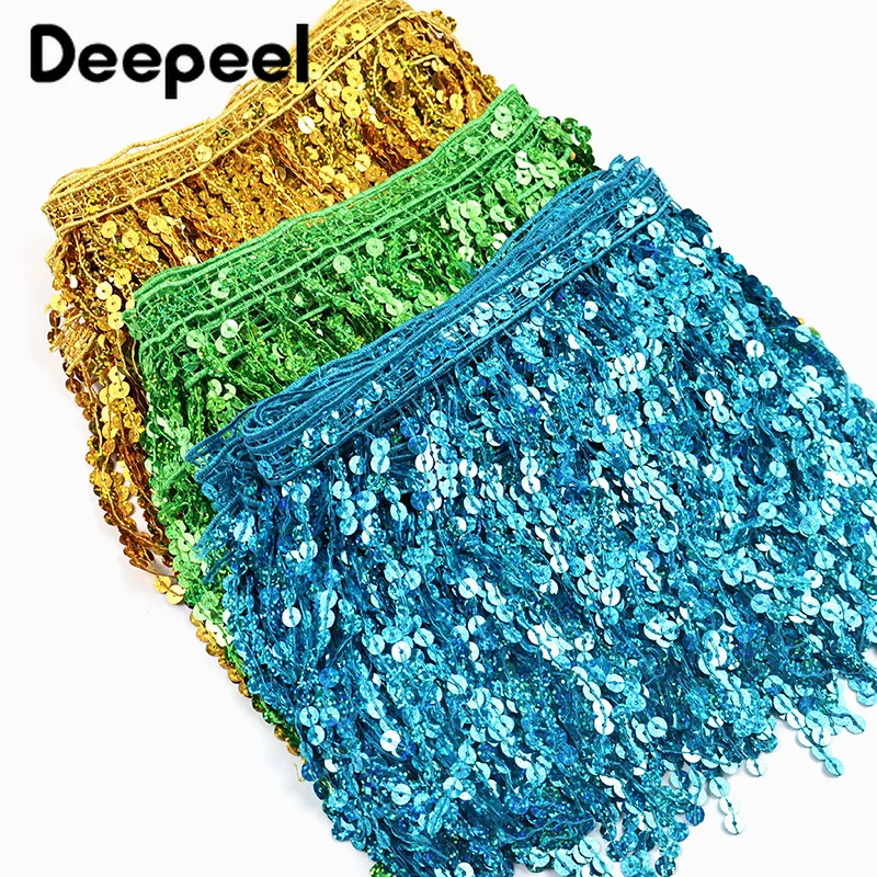 

2/6Yards 15/20/30cm Sequin Tassel Fringes Sewing Dance Clothes Lace Trim Latin Dance Decorative Fringe Tassels Crafts Materials