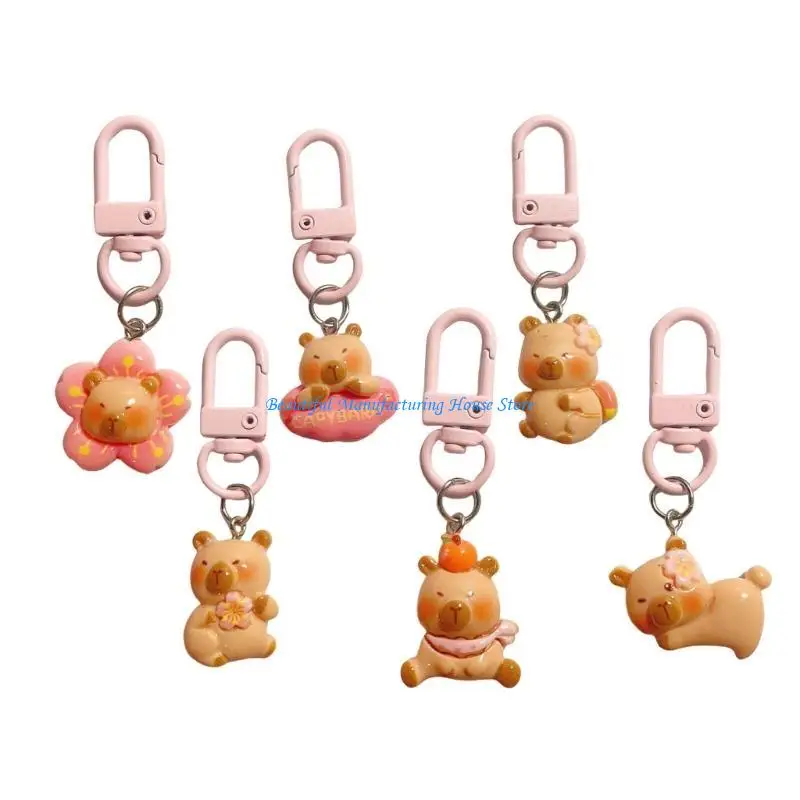 

E56A Set of 5/6 Bag Pendant Capybara Ornament Resin Texture Suitable for Key Bag