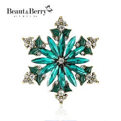 Beaut&Berry Trendy Rhinestone Snowflake Brooches 2-color Unisex Winter Christmas Party Holiday Casual Pins Accessories Gifts