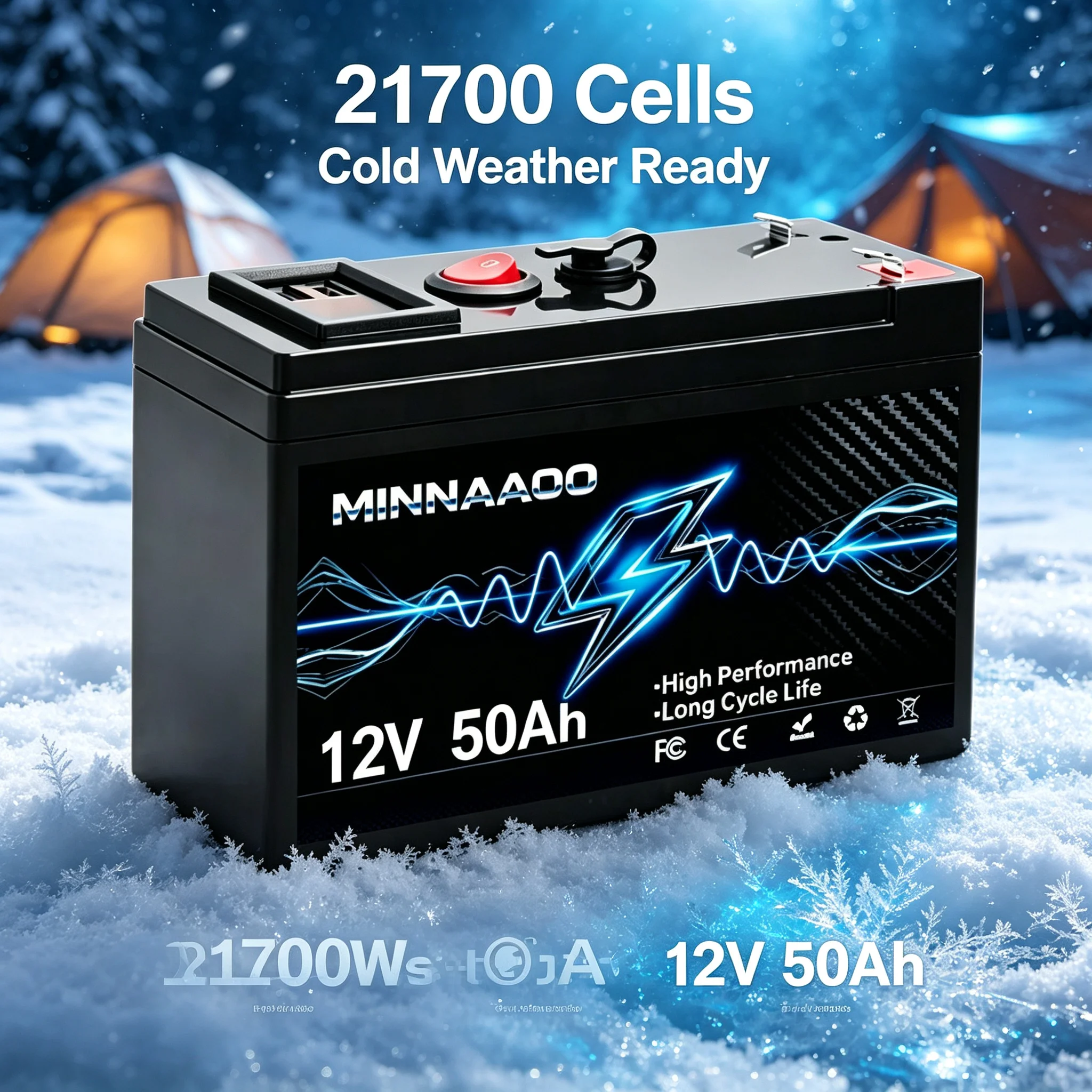 Stabilna wydajność: bateria litowo-żelazowo-fosforanowa (LiFePO4) 12V 50Ah z ogniwami 21700, wbudowanym systemem zarządzania baterią (BMS), akumulator wielokrotnego ładowania do zastosowań solarnych,