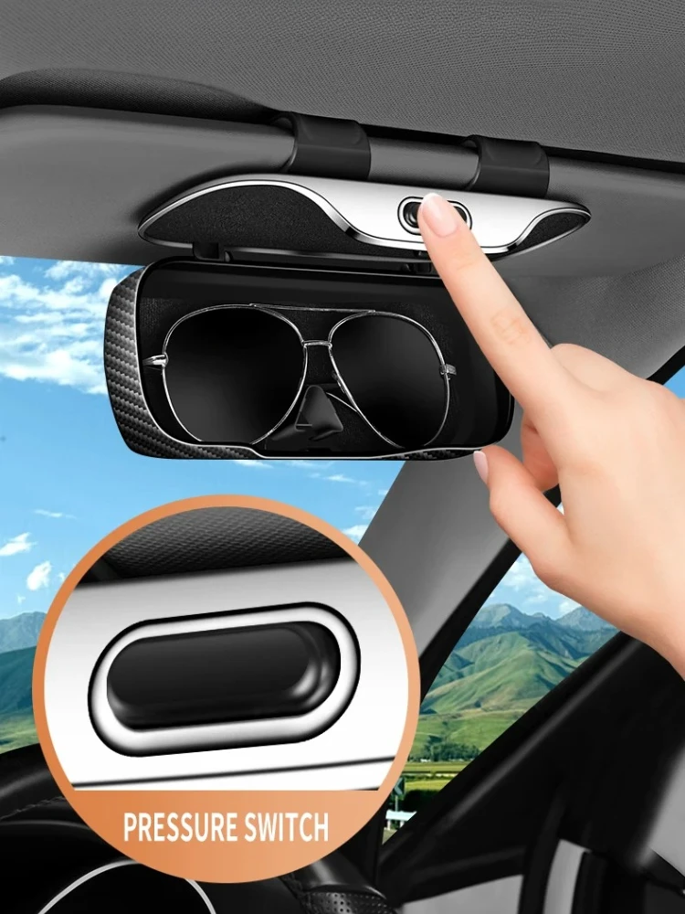 Auto-Brillenbox, tragbarer Sonnenbrillenhalter im Auto, Brillenetui für das Auto, Sonnenblenden-Brillenhalter