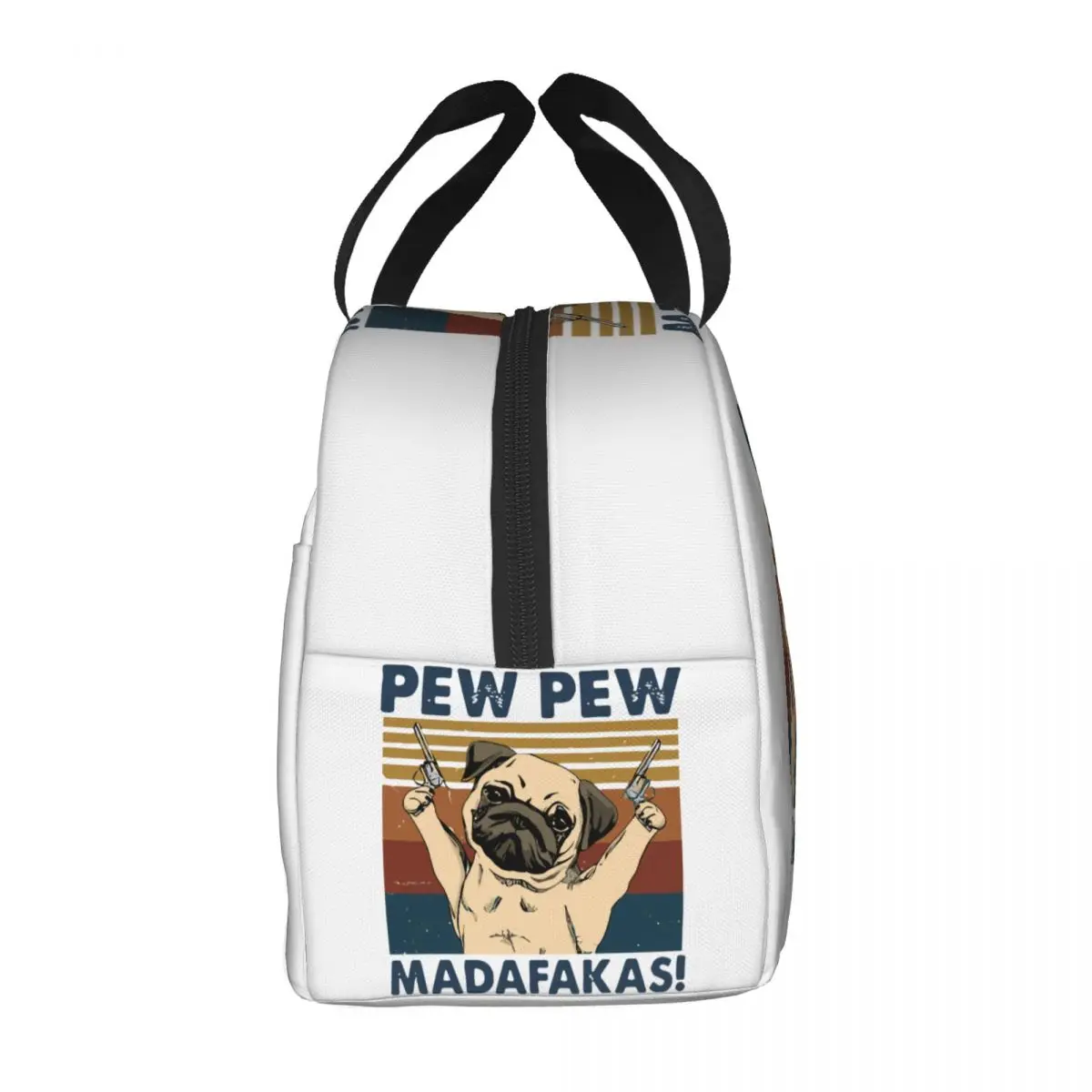 Custom Pug Dog Pew Pew Madafakas Lunch Bag Leakproof Thermal Cooler Insulated Bento Box For Women Kids Travel Food Tote Bags