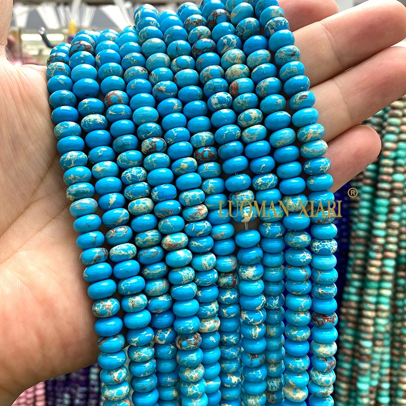 Natural Stone Abacus 5x8MM Imperial Jasper Turquoises Loose Spacer Beads for Jewelry Make Diy Bracelets Charms Accessories