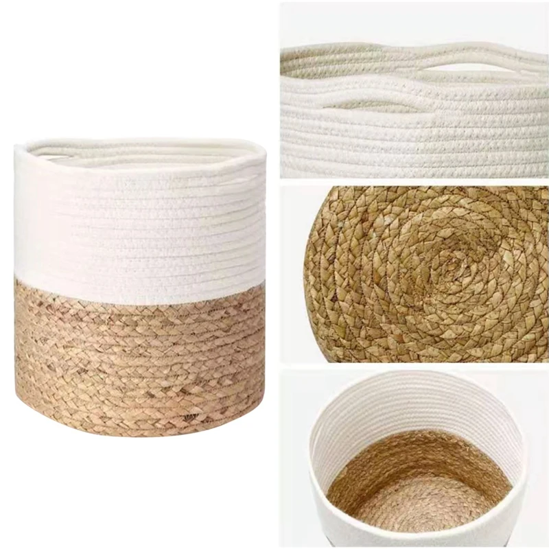 

Handmade Straw Storage Basket Rattan Floor Indoor Flower Pot Planter Crafts Decoration Home Living Room Flower Basket